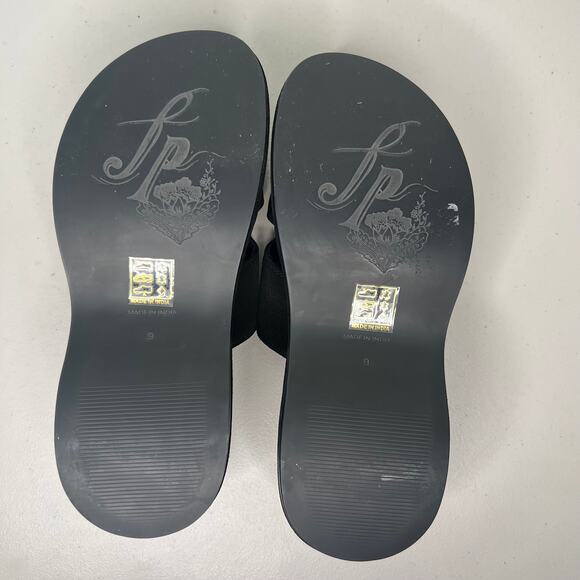 Free People Black Suede Leather Asbury Flatform Slides Size 9 - Picture 8 of 9